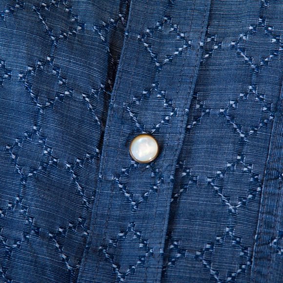 Billy Reid Slate Blue Slim Fit Short Sleeve Shirt - Picture 4 of 4